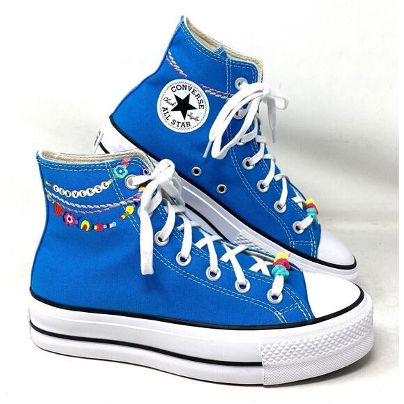 NWT Converse GIRLS Ctas Lift Platform High Top Canvas,Blue/White-Size 7.5